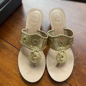 Jack Rogers Gold Wedge Sandals